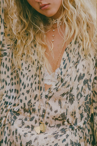 Snow Leopard Asymmetric Blouse